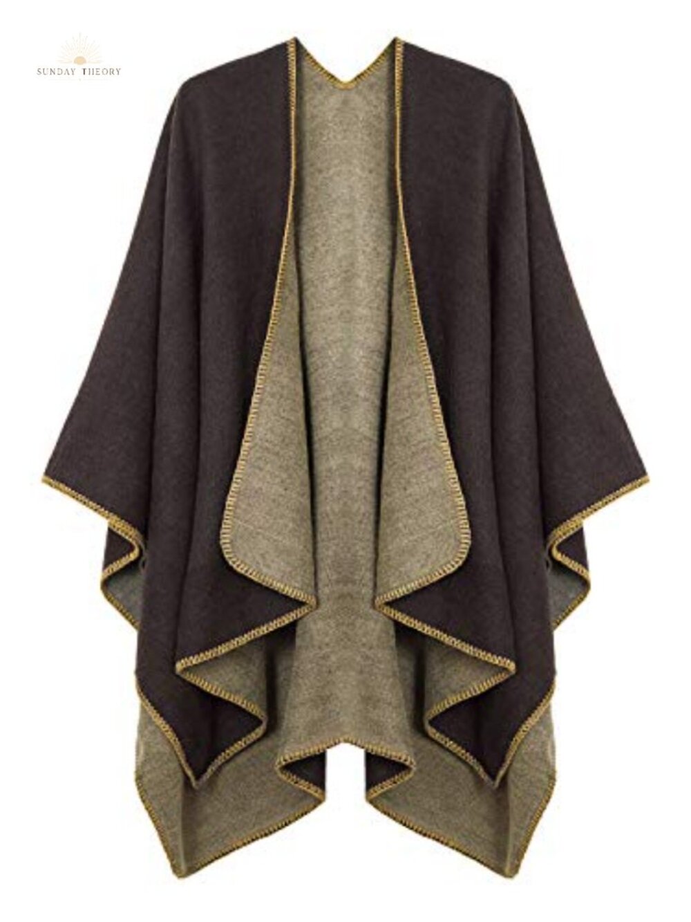 Oversized Knit Poncho Wrap Cape Ruana One Size Polyester